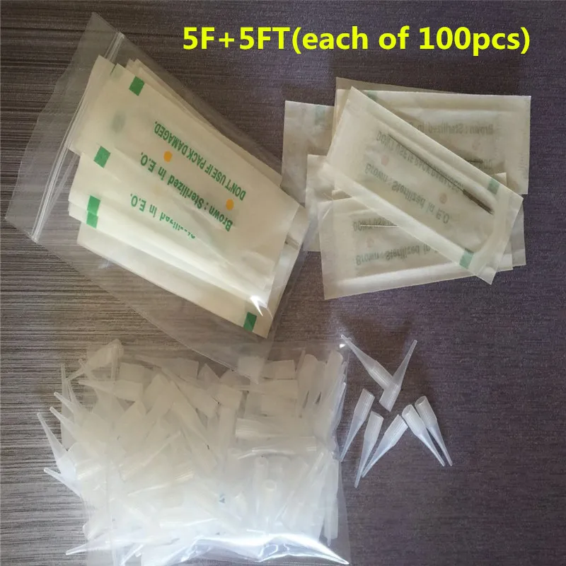 Одноразовые Перманентный макияж бровей Иглы крышки 100 шт 5 игл и футов (4 мм) советы