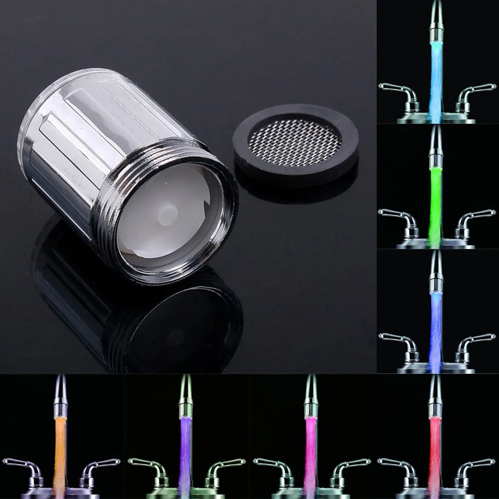 

Home Bedroom LED Water Faucet Creative LED Light Shower Head Water Romantic 7 Color Change Bath Home Bathroom Glow Lamps#20