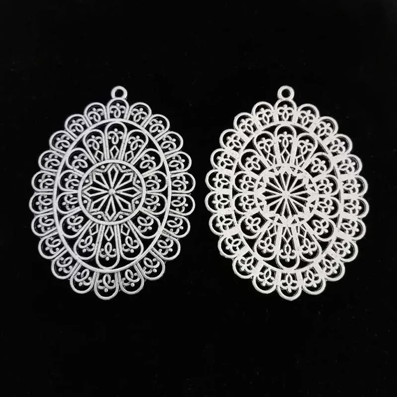 

ZXZ 5pcs Large Filigree Oval Charms Pendants for Jewelry Making Findings 58x44mm