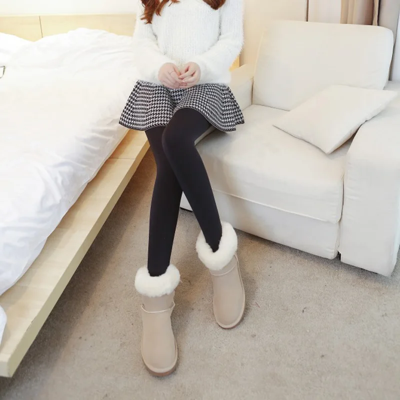 Горячие Плюс Кашемировые Леггинсы Девушки Повседневная Теплая Зима