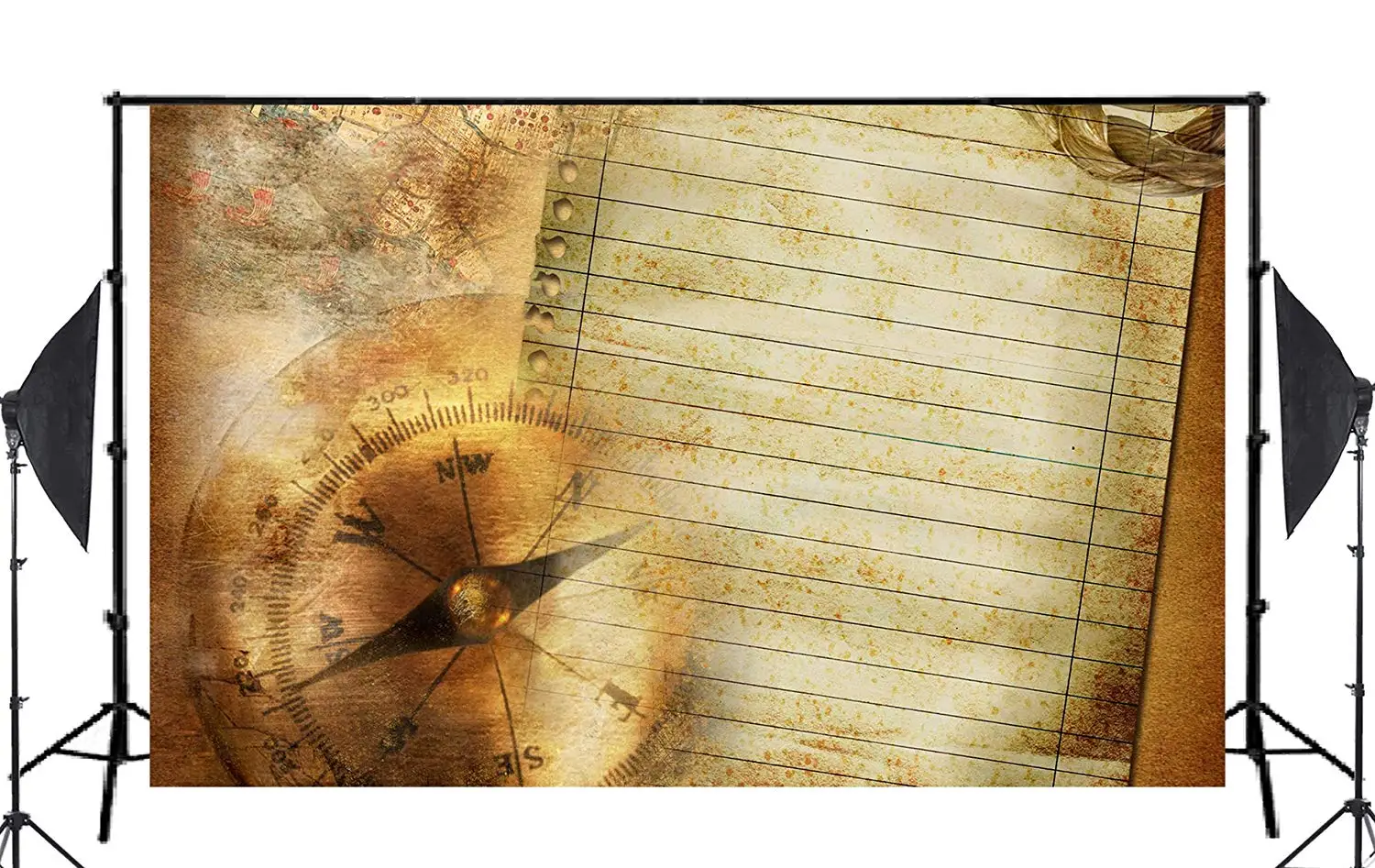 Желтоватая старая бумага с компасом фото фон детская студия Ретро реквизит для