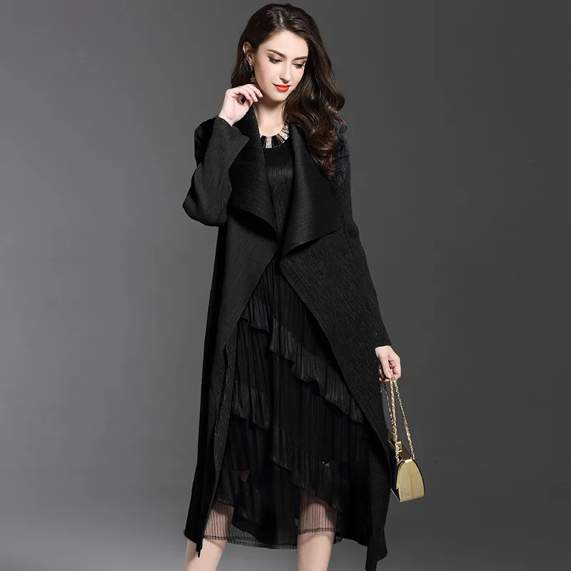 Тренч Changpleat Женский длинный свободный с длинным рукавом|Женские плащи и тренчи| |