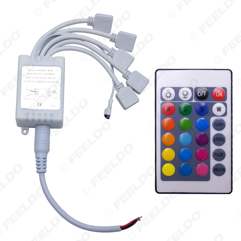 FEELDO DC12V 24V 12A 24Key RGB контроллер 4Pin 5 выходов ИК пульт дистанционного управления для
