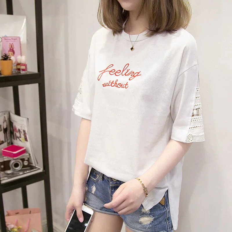 2022 High Quality Fashion Women T-shirt O Neck Casual Short Sleeves Tops Streetwear Brief Natural BF Style Loose Female Tees | Женская