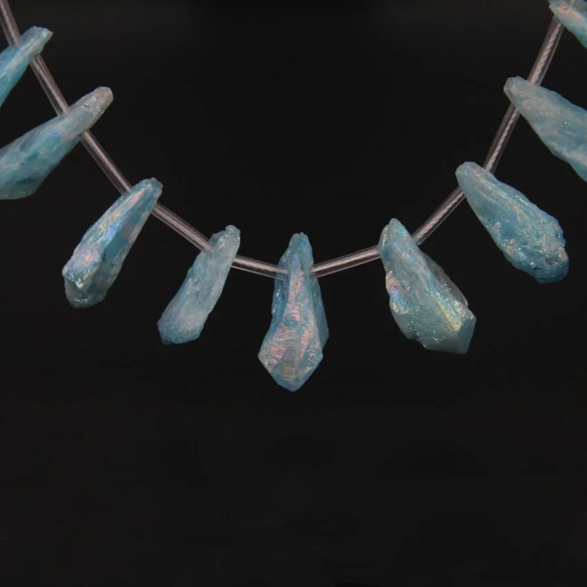 Приблизительно 22 шт Необработанные небесно-голубые хрустальные длинные бусы