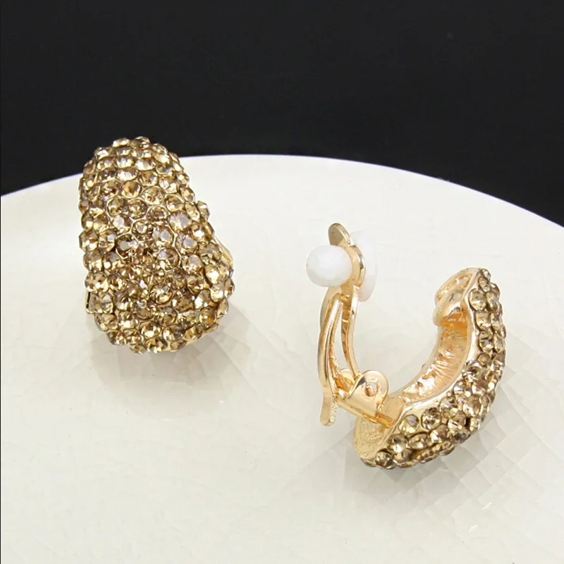 Женские серьги клипсы без пирсинга с кристаллами|clip earrings without piercing|clip earringsfashion clip |