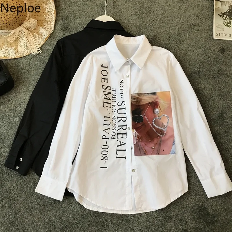 Neploe Harajuku однобортный весна 2019 женские топы шикарный с буквенным принтом блуза