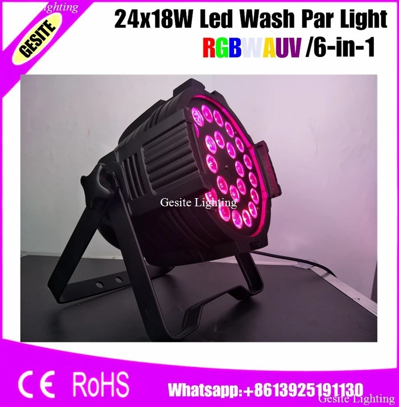 Комнатный светодиодный настенный светильник DMX 24x18 Вт RGBWA + UV 6 в 1 для зала вечерние