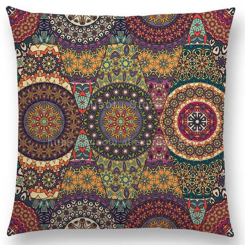 Boho красочная абстрактная Этническая Цветочная Подушка Чехол узор мандалы принты Винтаж пэчворк геометрический диван наволочка - Цвет: a012607