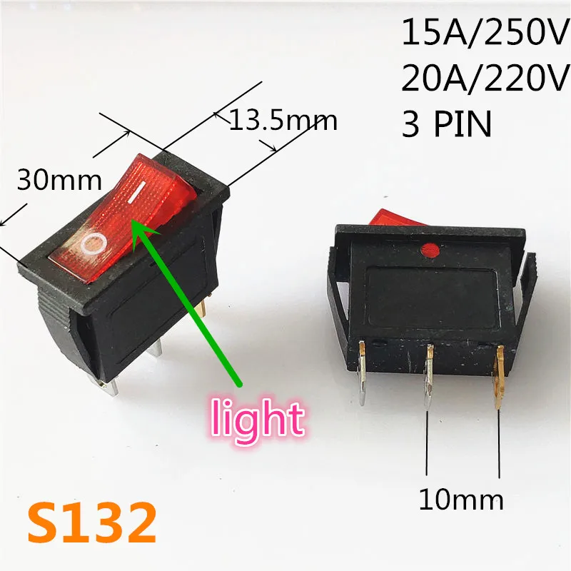 S132 SPST KCD 3PIN 6PIN вкл/выкл квадратный лодочный кулисный переключатель DC AC 16A/250V Автомобильная приборная панель пластиковый переключатель дропшиппинг - Цвет: S132