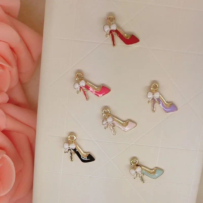 20pcs/lot high heeled shoes size 15*12mm pendant alloy enamel charm DIY accessories of necklace bracelet headdress|enamel charms|alloy enamelcharm