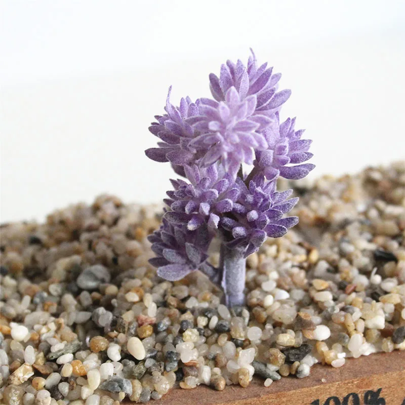14 Charming Accessories Flocking DIY Mini Plant Plastic 1pc New Bridal Bouquet Fashion Purple Succulents Flower wall Floral - Цвет: 14
