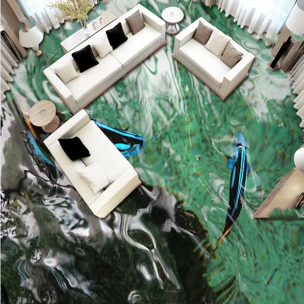 

[Самоклеящаяся] 3D Красивая водостойкая Нескользящая наклейка на пол с изображением озерной рыбы 8, самоклеющиеся обои, фотообои, настенная п...