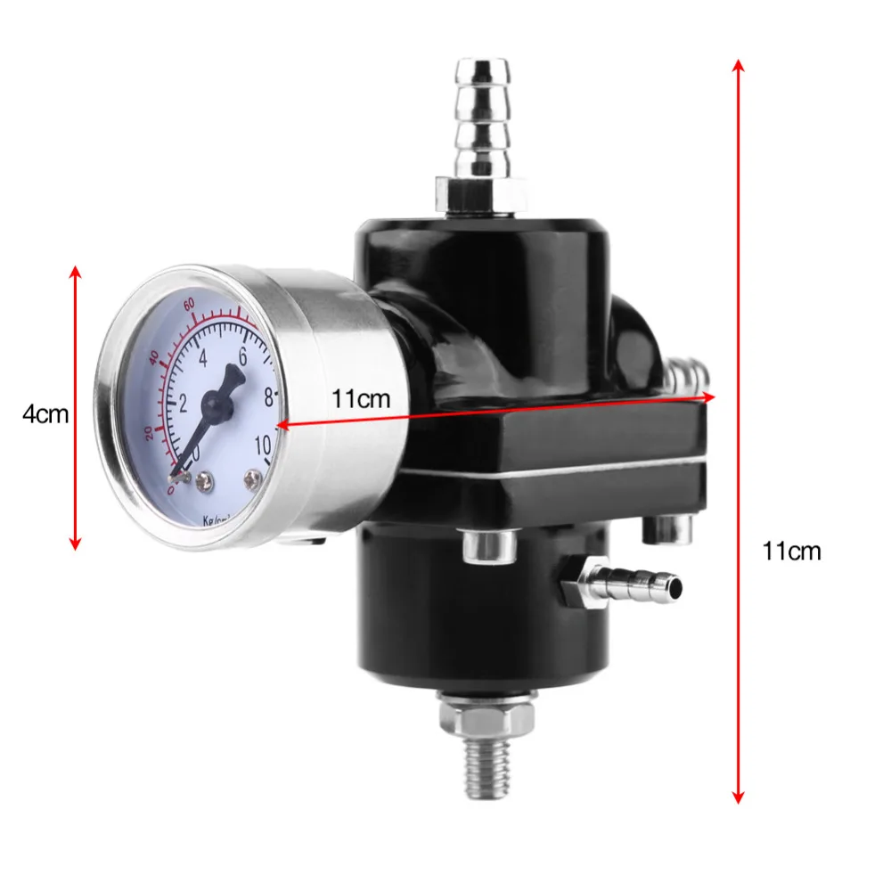 

Universal Fuel Pressure Regulator Aluminum Alloy 0-140 PSI Adjustable Adjustable Fuel Pressure Regulator Kit With Hose