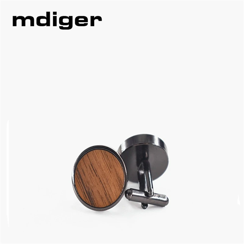 Mdiger трендовые круглые запонки с деревянными элементами для мужской рубашки деревянные Запонки для свадебной вечеринки Пуговицы Запонки джентльменские ювелирные изделия