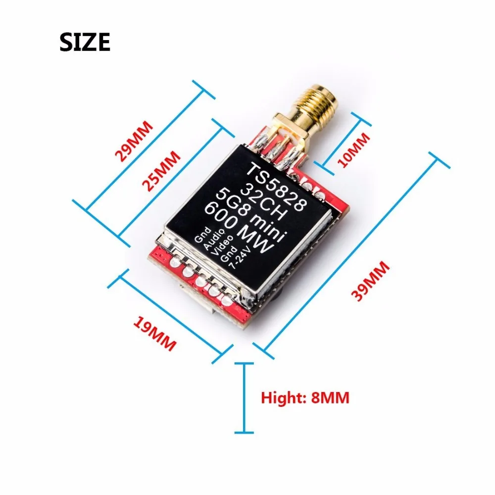 AKK TS5828 5,8G 600MW 32Ch FPV аудио видео передатчик RP-SMA Женский Для Мини FPV квадрокоптера