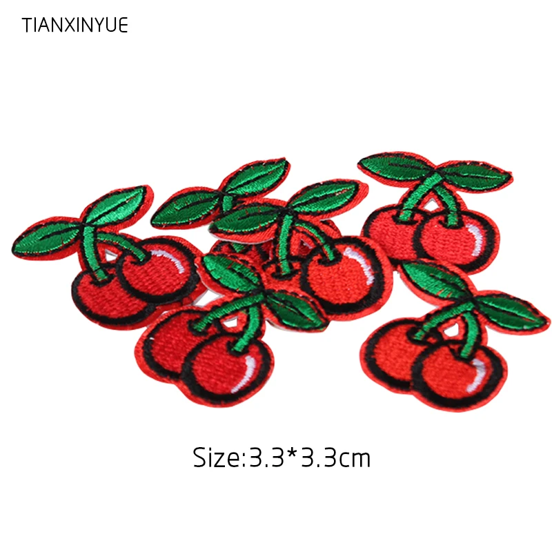 TIANXINYUE нашивки 10 шт. нашивки с вишней на железе DIY вышитые аппликации пришить наклейки для одежды сумки фруктовый мотив