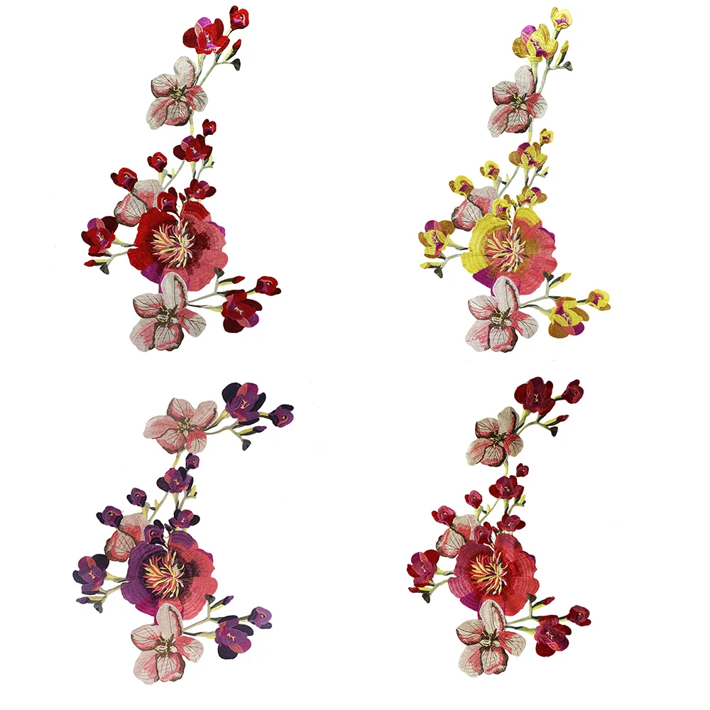 10 шт. большая Цветочная вышивка аппликация заплатки из кружевной ткани мотив