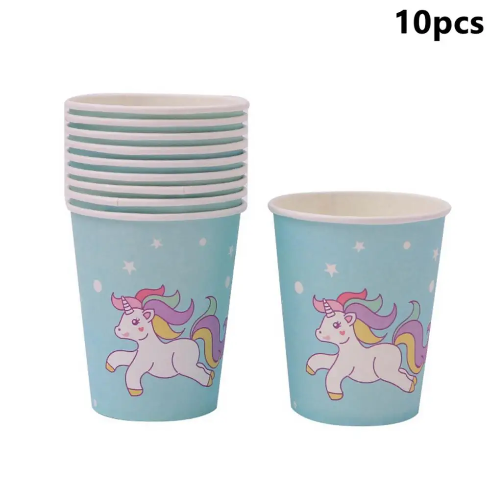 Blue Cups Taoup розовый Unicornio Paltes Parper салфетки Единорог одноразовая посуда с днем рождения Единорог вечерние принадлежности Babyshower события - Цвет: Blue Cups