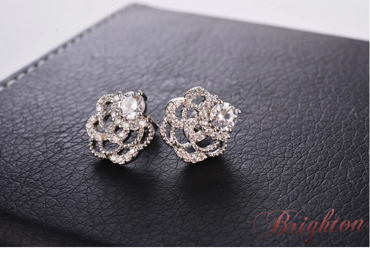 2015 new fashion silver leaf earrings rhinestone woman gift | Украшения и аксессуары