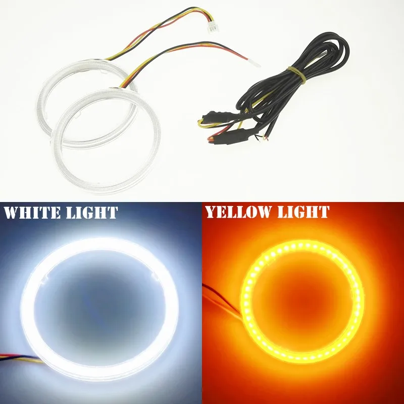 2x80 мм Ангел глаз автомобильные удара двойной цвет белый желтеют