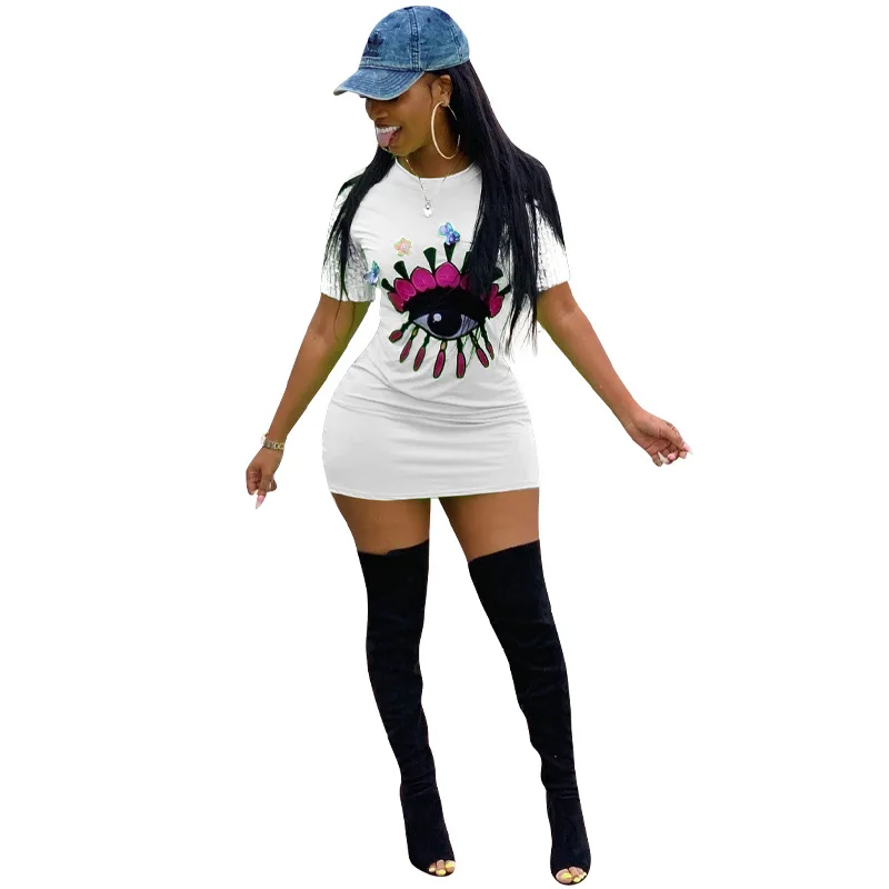 Новинка 2019 женское летнее платье выше колена расшитое блестками с коротким