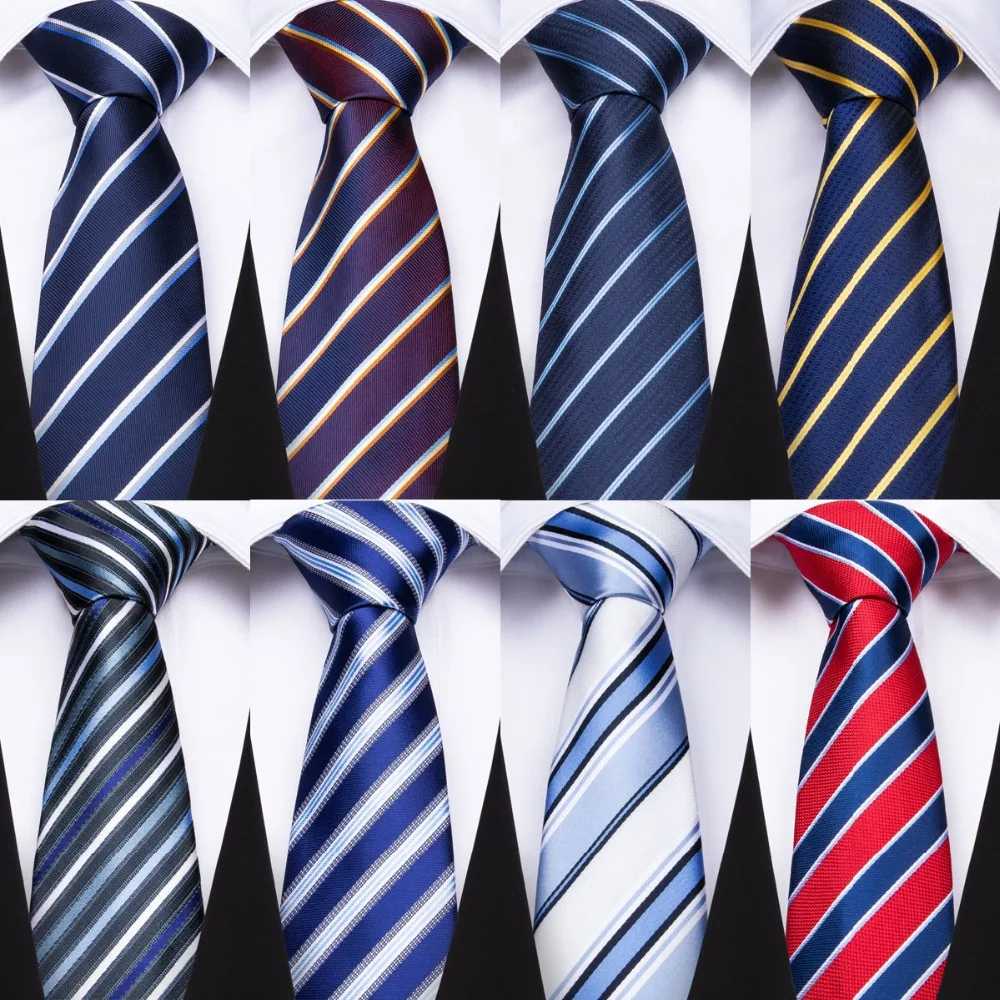 Галстук Мужской Жаккардовый в полоску 35 видов Запонки Для Манжет Свадебный