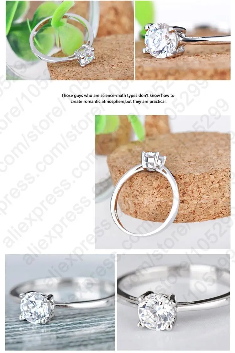 Женские Блестящие Обручальные кольца из серебра 925 пробы с фианитом|sterling silver wedding