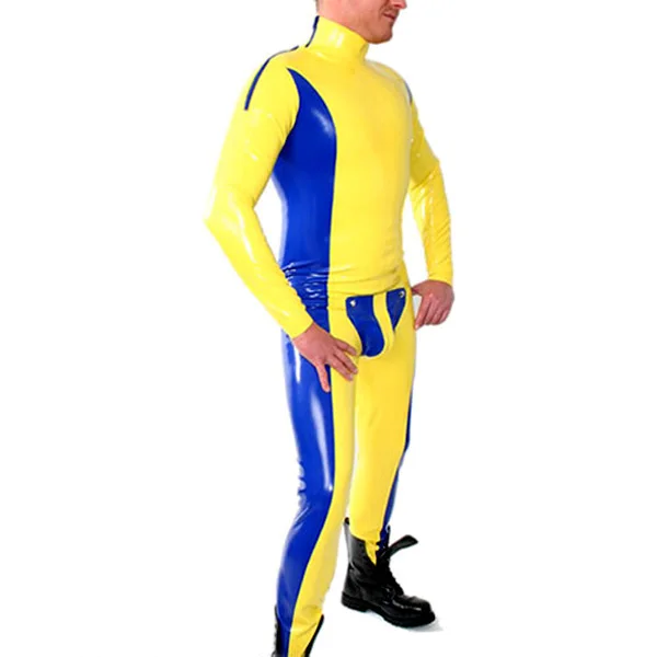 Лоскутные латексные резиновые мужские колготки Catsuit толщиной 0 8 мм боди Catsuit|latex