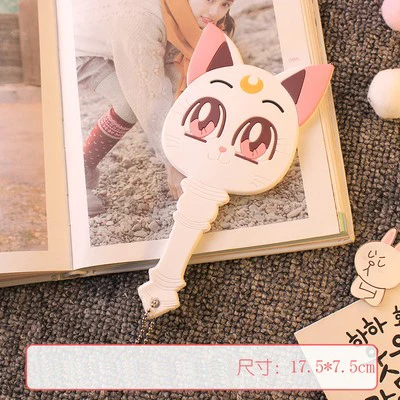 Милый Cardcaptor Sakura волшебная палочка сказочное зеркало для рук Kawai зеркало для макияжа с ручкой Luna Cat зеркало для девочек портативное аниме косплей - Цвет: white cat