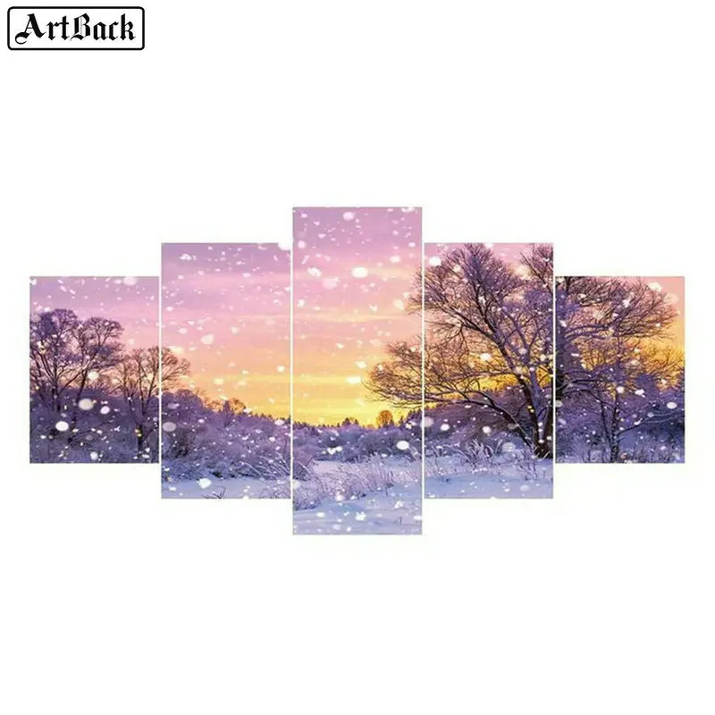 Картина зимнее снежное дерево 5 заклинаний алмазная живопись пейзаж