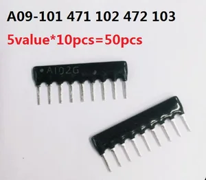 5value*10pcs = 50pcs Network Resistor Kit A09 101 471 102 472 103 9PIN Exclusion Resistance 100R 470R 1K 4.7K 10K Ohm Assorted Set