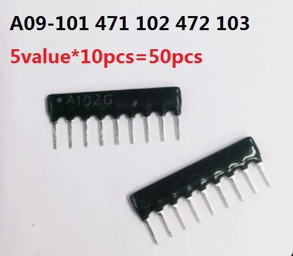 Комплект сетевых резисторов A09 101 471 102 472 103 9PIN сопротивление изоляции 100R 470R 1K 4 7 K 10K