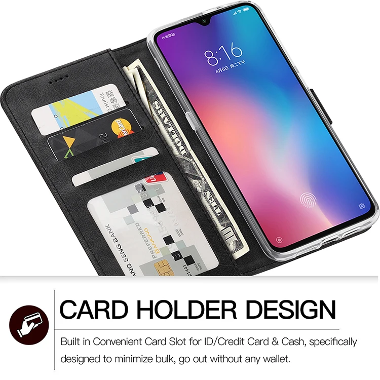 Чехол из натуральной кожи для Xiaomi 9 9SE чехол-книжка для Redmi Note7 Pocophone F1 держатель для карт Простая подставка чехол