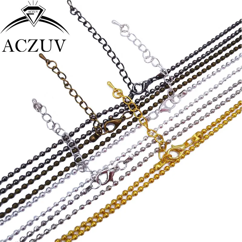120Pcs 2.4mm Ball Bead Chains 20cm bracelets 40cm to 80cm Ball Chain Necklaces with Extender for Pendant Jewelry Findings