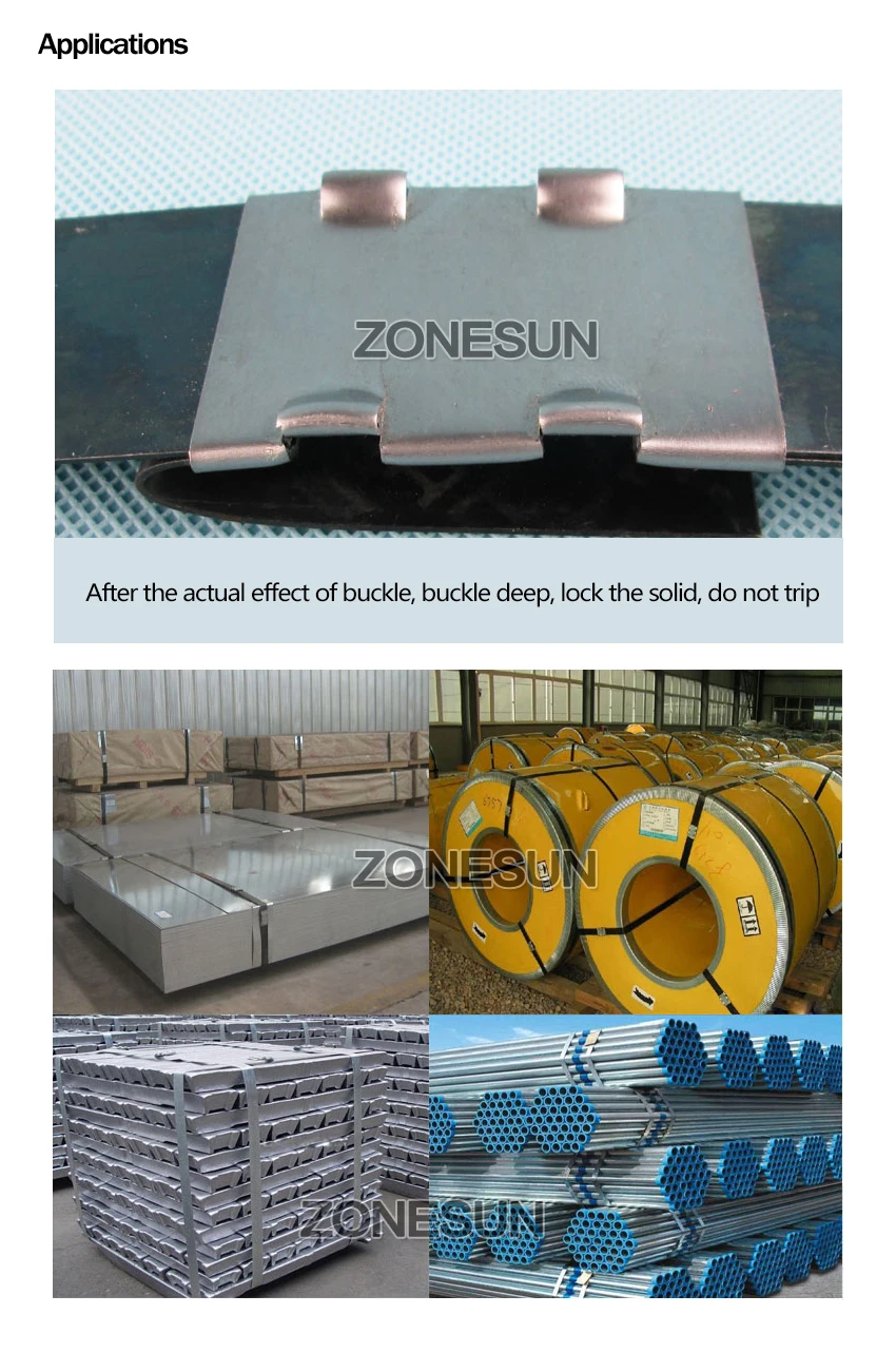 ZONESUN KZS-32 Penumatic стальной ремешок Упаковочный Инструмент разделенный полуавтоматическая пневматическая стальная обвязка натяжитель и уплотнительный инструмент