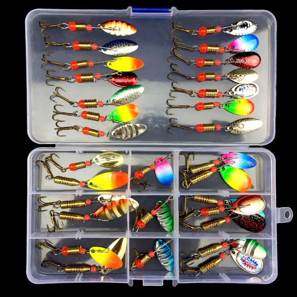 

WALK FISH Spoon Lure Set Hard Bait Spinner Fishing Lure fishing tackle Atificial Bait with hook pesca Lure Metal Sequin Bait