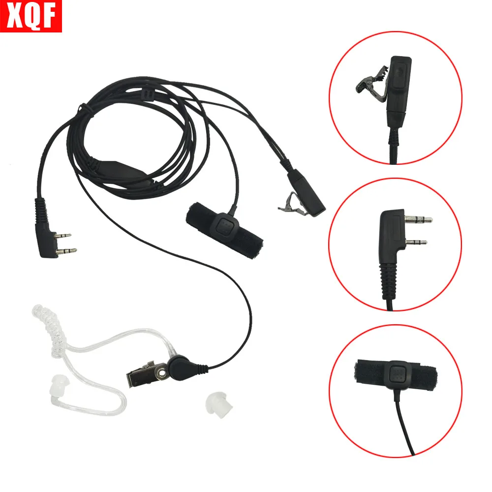 XQF Скрытая Акустическая трубка Гарнитура микрофон с пальцем PTT для Kenwood Radio 2pin TK 3107