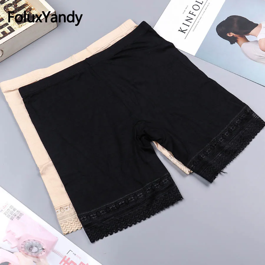 

Women Skinny Safety Shorts Pants Casual Breathable Underwear High Waist Lace Safety Shorts Black Khaki DDHP01-02
