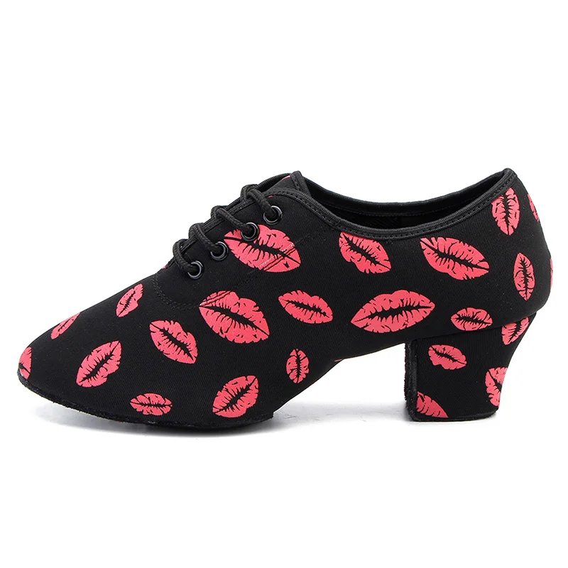 Brand Latin Dance Shoes Modern Women Ballroom Tango Girls Ladies Sneaker Fashion Couple Red Lips Dance Shoes 3CM And 5CM Heel