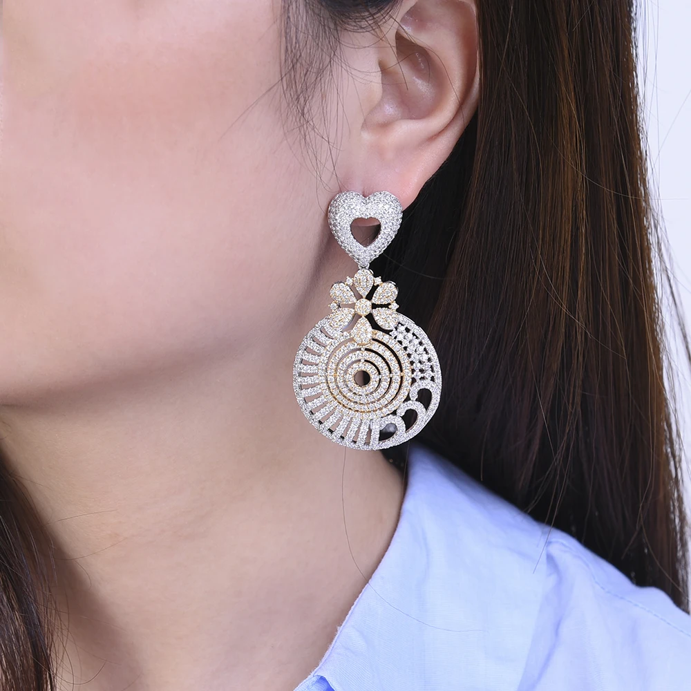 missvikki Exclusive Customization Earrings Handmade Round Pendant New Design Vintage Jewelry Shiny Cubic Zirconia Top Quality | Украшения и