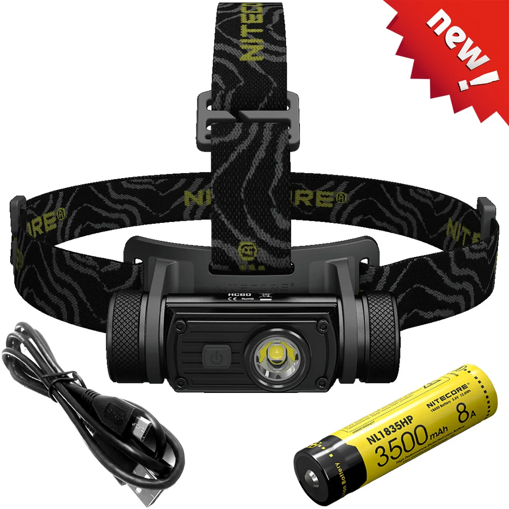 Распродажа NITECORE налобный фонарь CREE XM-L2 U2 1000 люменов, водонепроницаемый налобный фонарь HC60 HC60W с 18650 батареей для кемпинга и путешествий