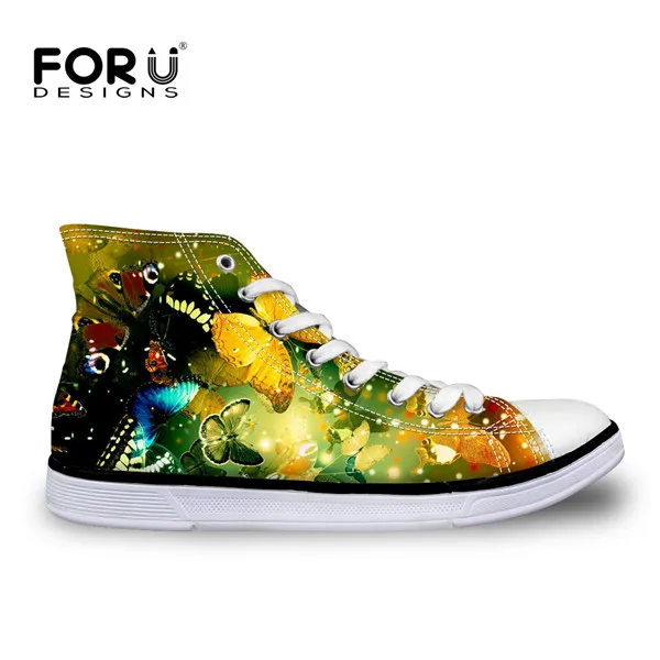 6871AK FORUDESIGNS/женские кроссовки; коллекция года; парусиновая обувь с высоким берцем и принтом животных; повседневная обувь на плоской подошве; женская обувь на шнуровке - Цвет: 6871AK