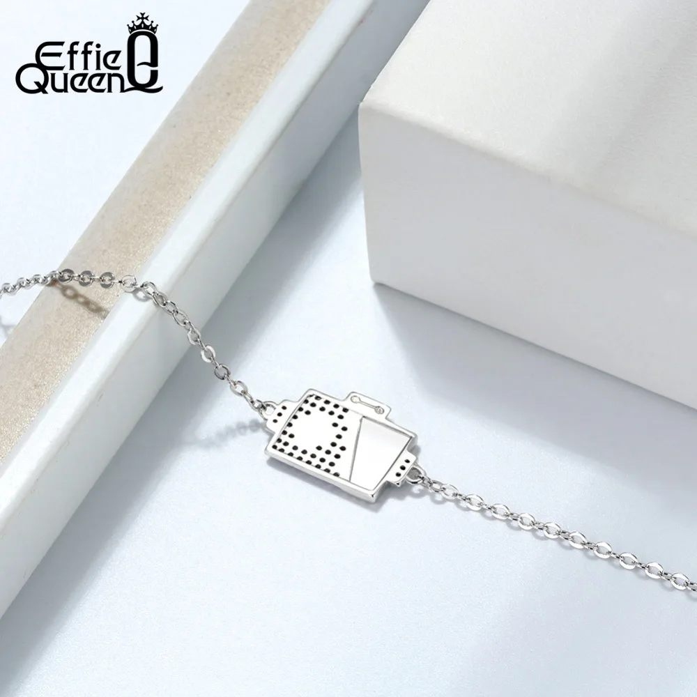 Effie Queen милый робот браслеты из нержавеющей стали для женщин фиолетового циркона