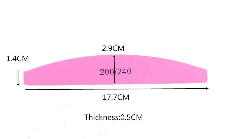 

3Pcs Pink Nail Art Sanding Half Moon Shape Nail File 200/240 Grit Sandpaper Polishing For Manicure Care Tools Beauty Salon