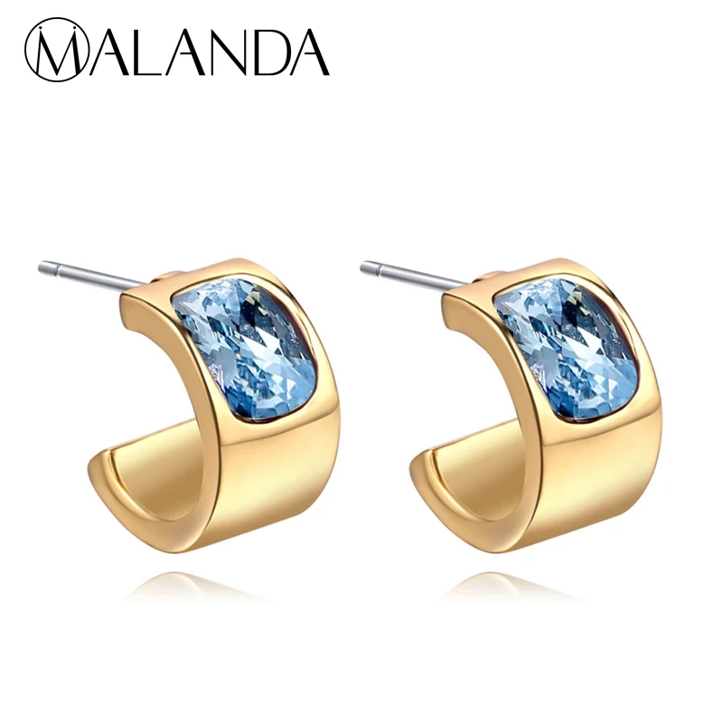 MALANDA оригинальный Кристалл от Swarovski серьги гвоздики для женщин модные золотые