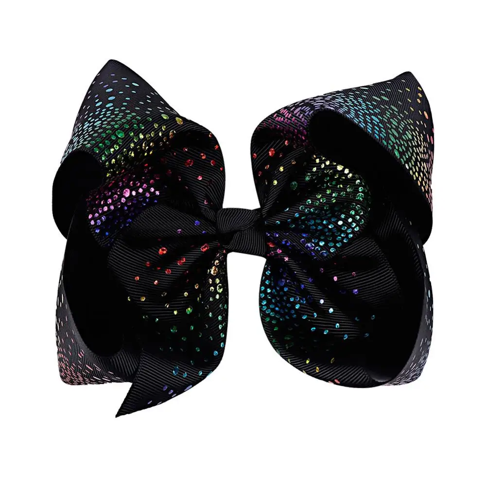 1pc 8inch hairbow 2 ярда/рулон "(75 мм) Лазерная корсажная лента в разноцветный горошек лента DIY заколки для волос аксессуары для свадьбы Радужный Декор Подарочная коробочка - Цвет: 1pc 8inch hairbow
