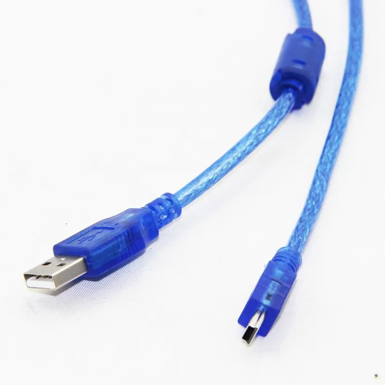 Bochara USB 2,0 type A Male to Mini 5P Male Mini 5P USB кабель из фольги+ Плетеный защитный Синий 1,5 м 1,8 м 3 м 5 м 10 м