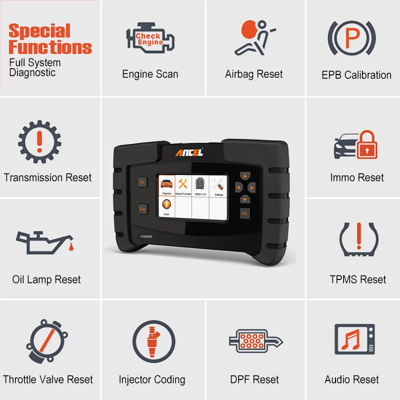 Автомобильный диагностический сканер Ancel FX6000 OBD2 инструмент для полной