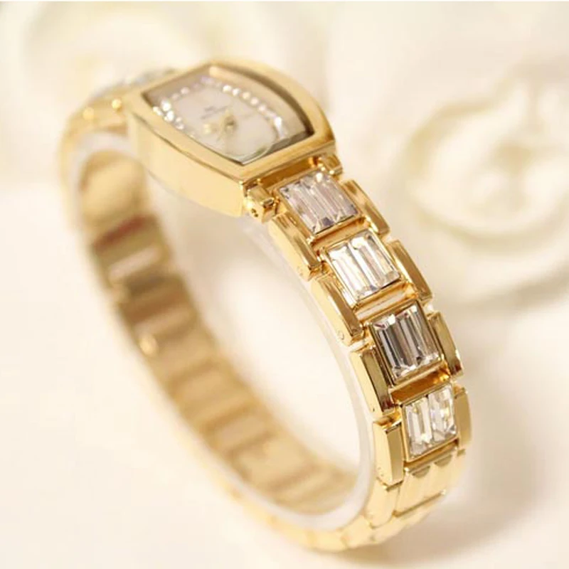 Часы BS женские кварцевые золотые стразы браслет 2017 г.